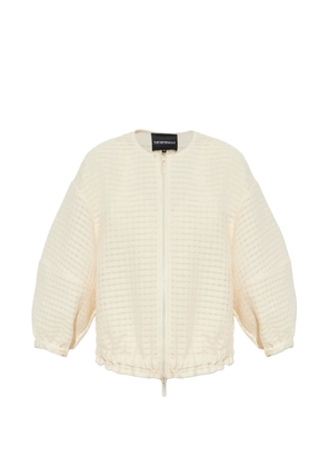 Emporio Armani check-pattern puffed-sleeve jacket - Neutrals