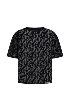 Karl Lagerfeld Jeans flocked floral mesh T-shirt - Black