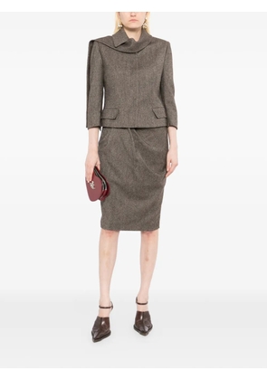 Alexander McQueen Pre-Owned 2005 Brown Tailored Wool Skirt Suit Set