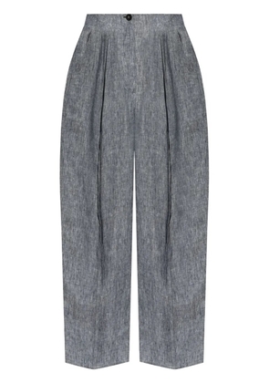 Emporio Armani pleat-detail chambray trousers - Blue
