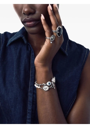 Gem Kingdom Love-engraved onyx-detail bracelet - Silver