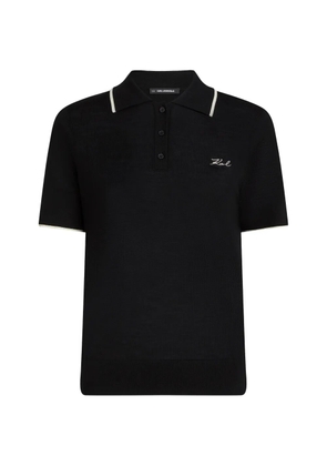 Karl Lagerfeld merino-wool polo shirt - Black