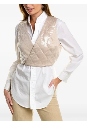 Brunello Cucinelli sequin-embellished quilted-overlay shirt (set of two) - White