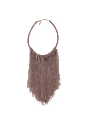Brunello Cucinelli beaded fringe necklace - Brown