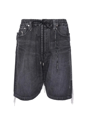 Mastermind Japan distressed drawstring denim shorts - Black