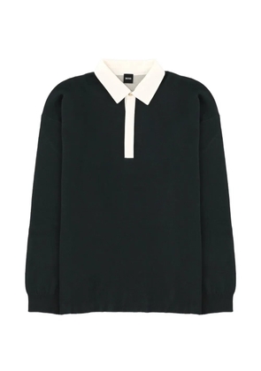 BOSS H-Cenito contrast-collar long-sleeved polo shirt - Black