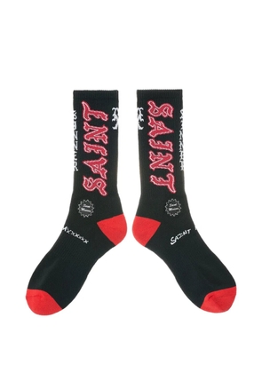 SAINT MXXXXXX logo-intarsia ribbed-knit socks - Black