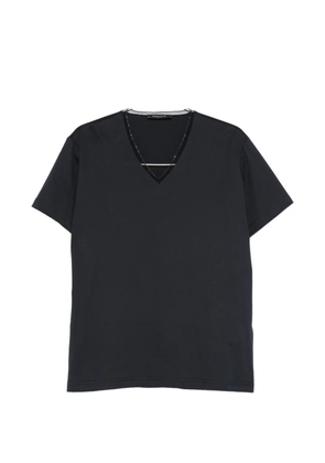 Fabiana Filippi mesh-trim V-neck T-shirt - Blue