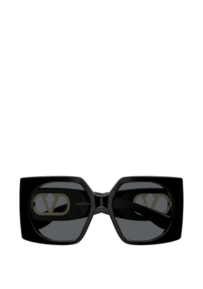 VALENTINO GARAVANI EYEWEAR V-logo geometric-frame sunglasses - Black