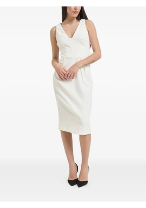 Elisabetta Franchi pleated V-neck sleeveless midi dress - Neutrals