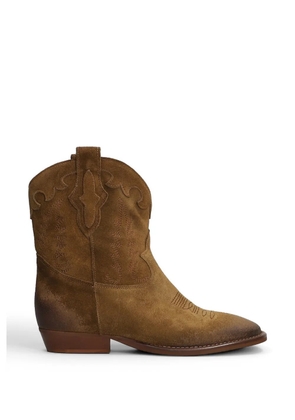 Gisel Moire embroidered western boots - Brown