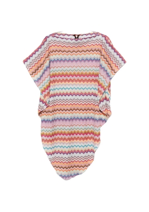 Missoni zigzag-knit boat-neck poncho - Pink