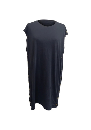 Balmain Pre-Owned Gold-button cap-sleeve top - Black