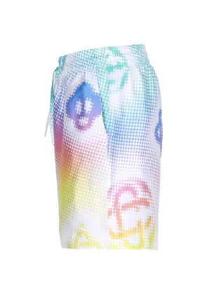 Casablanca halftone logo silk shorts - White