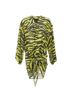 The Attico zebra-print wrap-style dress - Yellow