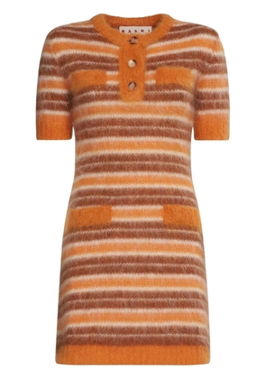 Marni striped mohair-blend minidress - Orange