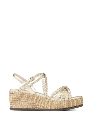 Jimmy Choo Nyra 60 braided wedge sandals - Gold