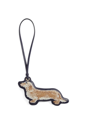 Lauren Ralph Lauren embroidered leather bag charm - Blue