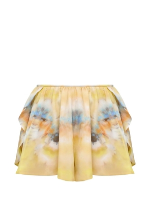 ZIMMERMANN Alchemy tie-dye ruffled shorts - Yellow