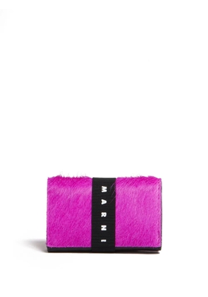 Marni logo-strap brushed-effect wallet - Pink