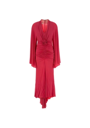 Blumarine rose-detail ruched long dress - Red