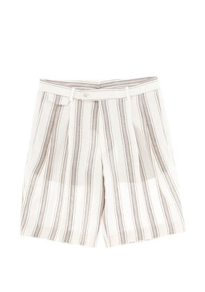 BOSS stripe-pattern pleated shorts - White