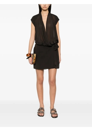 PINKO Ardola draped tie-fastening mini dress - Brown
