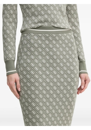 GUESS USA monogram-pattern knit skirt - Green