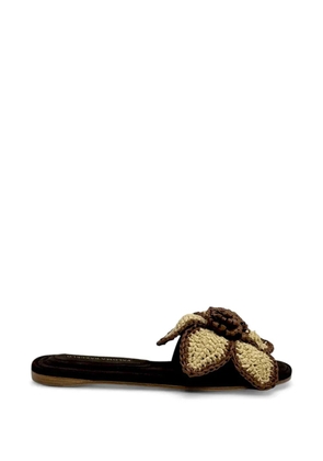 Paloma Barceló flower-appliqué flat sandals - Brown