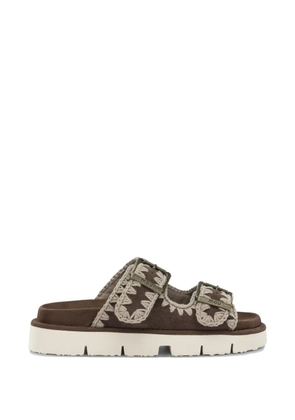 Mou crochet-trim buckle-fastening sandals - Brown
