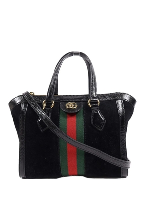 Gucci Pre-Owned Web-stripe suede tote bag - Black
