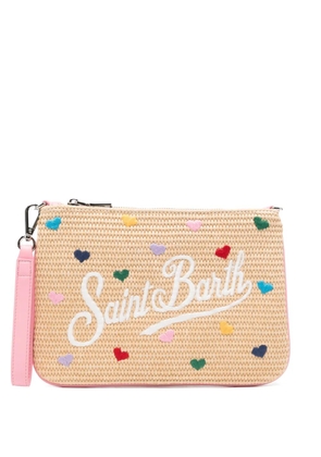 MC2 Saint Barth Parisienne Straw embroidered clutch bag - Neutrals