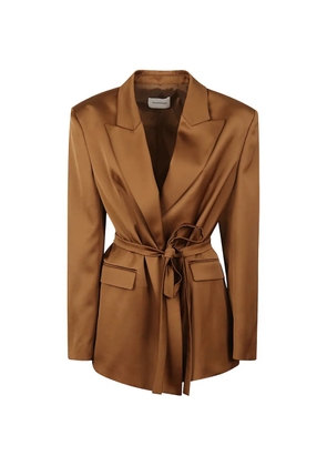 THE ANDAMANE belted satin-finish jacket - Brown