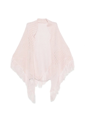 SIMONA CORSELLINI fringe-trimmed open-knit scarf - Pink