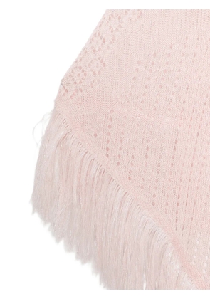 SIMONA CORSELLINI fringe-trimmed open-knit scarf - Pink