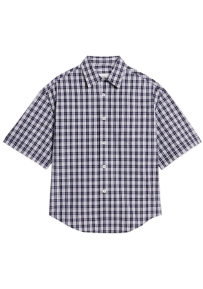 AMI Paris gingham-pattern short-sleeved shirt - Blue