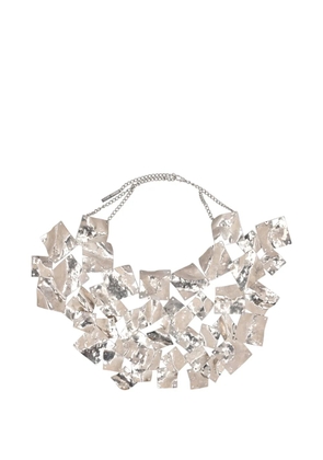 Costume National Vintage hammered-effect square-link necklace - Silver