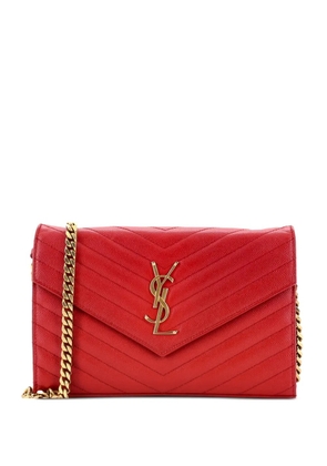 Saint Laurent Pre-Owned Classic Monogram Wallet on Chain Matelasse Chevron Leather Medium crossbody bag - Red