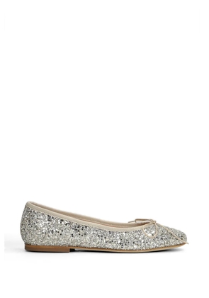 anniel glitter-embellished bow ballet flats - Silver