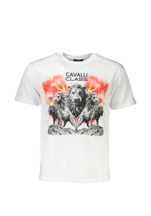Cavalli Class print-detail round-neck T-shirt - White