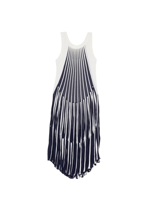 Chloé Pre-Owned pleated striped asymmetric dress - White