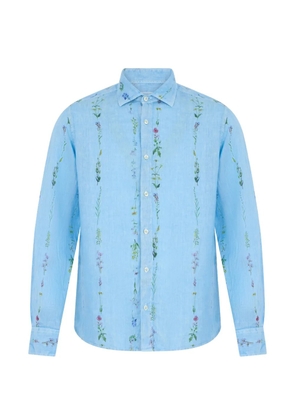 120% Lino floral-print shirt - Blue