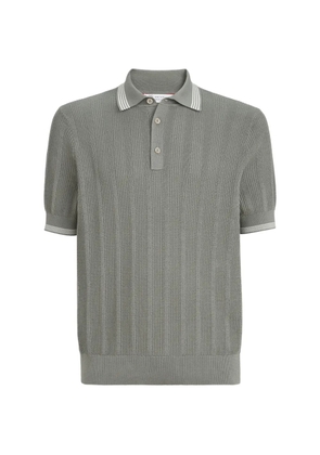 Brunello Cucinelli cotton textured rib knit polo - Grey