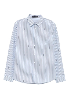 Karl Lagerfeld elongated logo stripe shirt - Blue