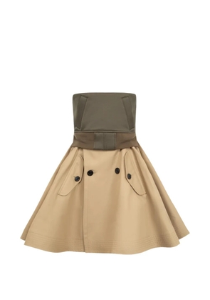 sacai strapless panelled mini dress - Neutrals