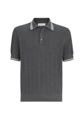 Brunello Cucinelli cotton textured rib-knit polo - Grey