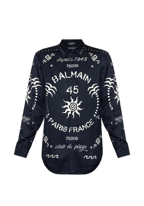 Balmain logo-print long-sleeve shirt - Blue