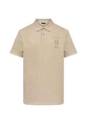Balmain sun-embroidered piqué polo shirt - Neutrals