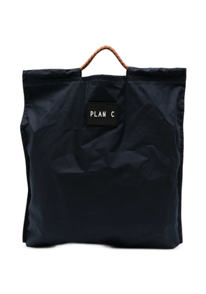 Plan C logo-patch rope-handle tote bag - Blue