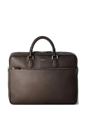 Serapian Slim grainy leather briefcase - Brown